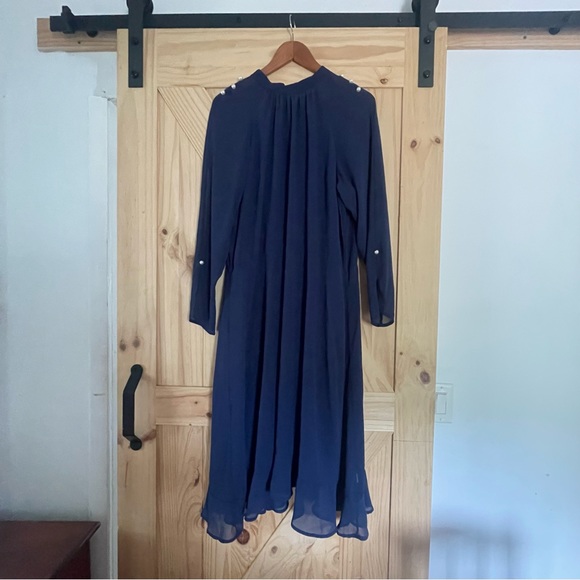 “JustFab” Navy Blue mock neck open slit dress - Picture 2 of 3